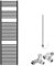 Bray Straight Black Dual Fuel Heated Towel Rail/Warmer/Radiator For Central Heating And Electric. Round Tube Ladder Design, 1500 x 500