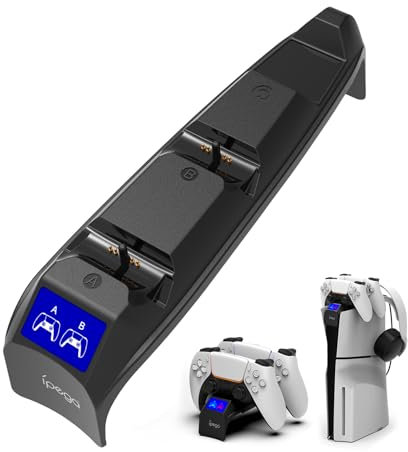 PS5 Controller Ladestation für PS5 Slim Digital & Disc, PS5 Slim Ladestation mit LED-Anzeige, PS5 USB-C Ladegerät Zubehör für PS5 Slim