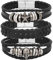 MILAKOO Armband aus Leder, Schwarz, Braun, geflochten, breit, für Frauen und Männer, Punk, Schmuck, Totenkopf, 21 centimeters, Edelstahl Metall Kunstleder, Kein Edelstein