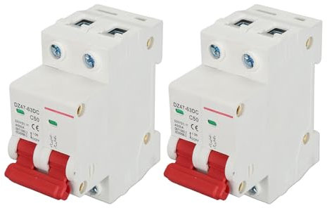 Disjoncteur 2P 50A 500V DC avec capacité de Coupure élevée pour Système Solaire Photovoltaïque, Protection contre les Surcharges et les Courts-circuits