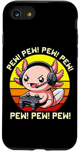 Retro Sunset Axolotl Gamer Pew Video Games Boys Girls Kids Case for iPhone SE (2020) / 7 / 8