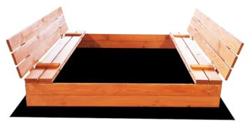 Ourbaby Verschließbarer Sandkasten mit Deckel und Sitzbänken - 140 x 140 cm, Imprägniert