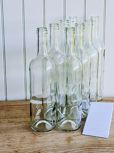 OOPS TOYS 16x Weinflasche 750 ml ohne/mit natürlichen Weinkorken - Weiß Glasflasche mit Etiketten - Leere Flasche Likör - Weinflaschen aus Glas - Glasflasche Leere Flasche (16 Stk. ohne Korken)