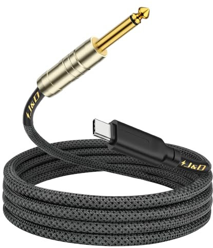 J&D Cavo Audio USB C a 6,35 mm 1/4 Pollice TS per Chitarra, Registrazione Audio, Basso, Piano Elettronico, Cavo per Microfono Compatibile con la Serie iPhone 15/16, 1 m