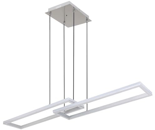 GLOBO Hängelampe Wohnzimmerlampe Pendelleuchte Deckenlampe Esszimmerleuchte, Metall Kunststoff silber, Fernbedienung dimmbar RGB LED Rainbow Effekt, 1x 40W 2300Lm 2700-6500K, L 119,5 cm