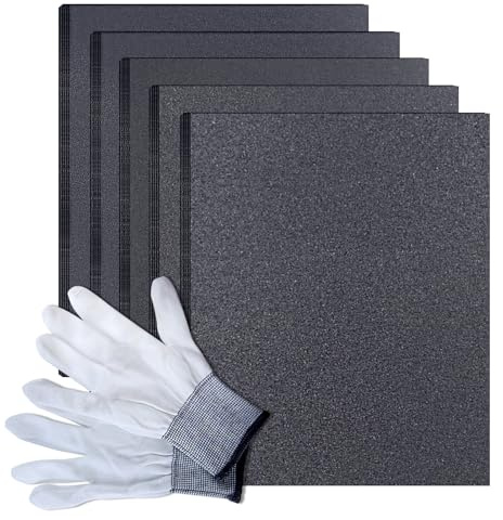 LEONTOOL 25 PCS Sand Paper Sandpaper Sheets 80 to 320 Assorted Grit Sanding Paper 9 x 11 Inch Wet Dry Sandpaper for Wood Furniture Finishing, Metal Sanding and Automotive Polishing, with Gloves