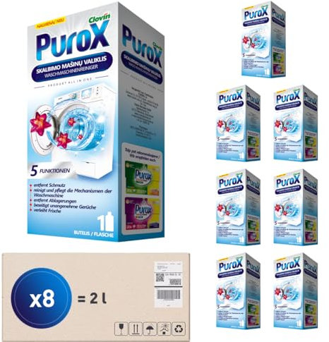 PUROX Antibakterieller Waschmaschinenreiniger 250 ml, Multipack 8 Stück