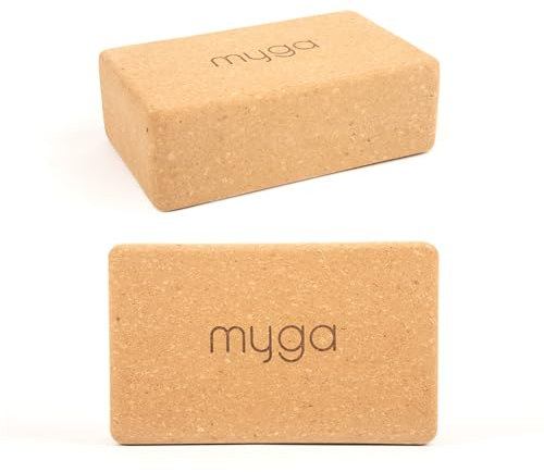 Myga Kork Yoga Block 2er Set | Rutschfest & Robust | Unterstützung bei Yoga- und Pilatesübungen | Ideal für Anfänger & Fortgeschrittene | 22 cm x 14,5 cm x 7 cm | Naturkork