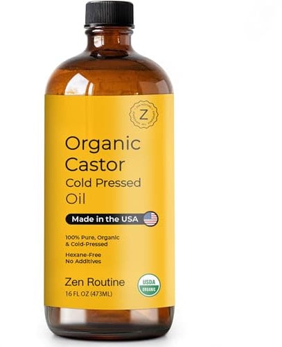 Castor Oil in Glass Bottle, Hexane Free, Organic, Cold Pressed, Hair Growth, Eyelashes and Eyebrows, Hair and Body Oil, Glass Bottle, Oil