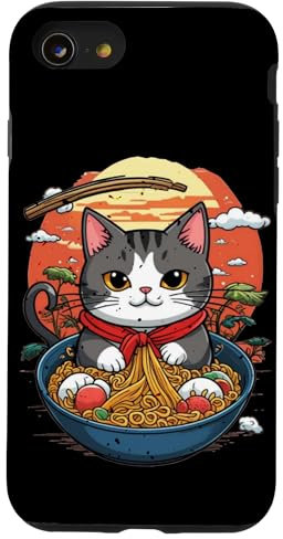 Cat Ramen Japanese Funny Graphic Kawaii Cat Anime Case for iPhone SE (2020) / 7 / 8