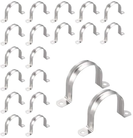 304 20 Pcs 13mm y 21 mm Abrazaderas Metalicas, abrazaderas metalicas, U-Abrazadera de Acero Inoxidable para tubos Abrazadera Sin Fin Inox Para la fijación de tuberías de agua, Manguera o Cables