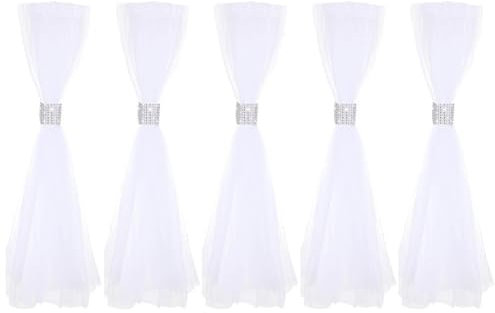 Lpitoy 5 Stück Hochzeits-bankschleifen, Hochzeitsgang-Dekorationen, 61 cm, Weiße Schleife, Tüll, Hochzeitsdekoration, Stuhlschleifen Für Kirche, Brautparty