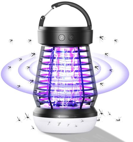 Adiwo Mata Mosquitos Electrico, 2 en 1 UV Lampara Antimosquitos, LED con 4 Niveles de Brillo, IPX5 Resistente al Agua, Recargable por USB, Portátil para Hogar Jardín Camping Balcón Viajes