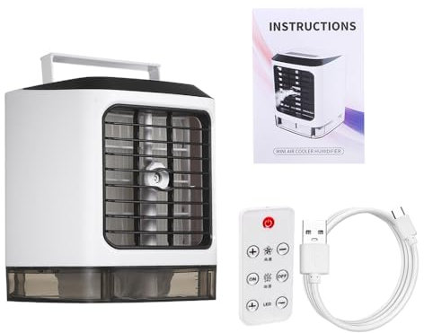 Tragbare Klimaanlage, Mini-Klimagerät mit LED-Licht, auslaufsicher, für Schlafzimmer, Büro, Schlafzimmer, Büro, Unisex