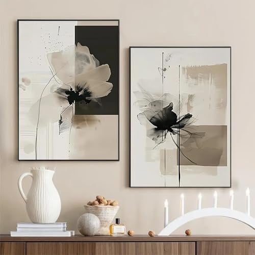 Ueiwffzo 2er Poster Set, Wandbilder Abstrakt Poster Vintage Blumen Wandbild Wandposter Bilder Set Kunstdrucke Leinwand Wohnzimmer Schlafzimmer Decor, Ohne Rahmen (30x40cm)