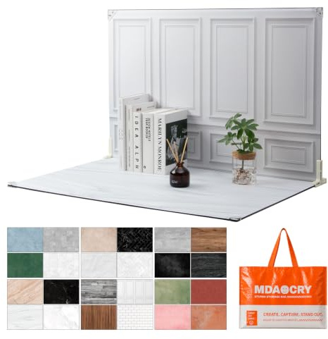 MDAOCRY 23 x 35 in Product Photography Backdrops, 10 Sheets, 20 Patterns | Double-Sided, Water-Resistant Backdrops for Food, Jewelry, Cosmetics, Crafts, Flat Lays and Content Creation
