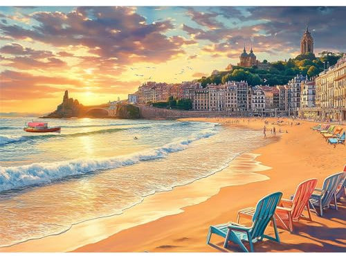Yunlus Jigsaw Puzzles für Erwachsene 1000 Teile Impossible Hard Difficult Challenging Puzzles für Erwachsene 1000pc Puzzle Serene Sunset Beach Jigsaw Puzzle 70 x 50 cm