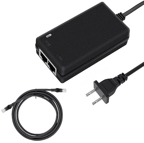 Gigabit PoE Injector Adapter 48V 0.5A 24W Ethernet Power Supply，10/1000Mbps IEEE 802.3at/af Compliant for Camera/IP Phone/PoE Switch and More PoE Devices,with 3FT Cat 6 Gigabit Ethernet Cable