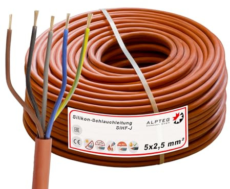 ALPTEG SiHF Silikonkabel 180°C Saunakabel flexibel (15m - 5x2,5mm²)