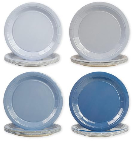 EVYIENEN 48 piatti di carta blu polvere, 22,9 cm, sfumati azzurro, piatti da dessert per fattoria, matrimoni, celebrazioni, riunioni, feste, confezione da 4 colori