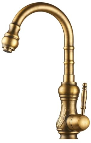 Küchenarmatur im Vintage-Stil, antikes Messing, Bronze-Finish, Wasserhahn, schwenkbarer Auslauf, Mischbatterie for Waschtisch für Küche