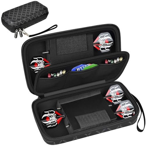 GWCASE 6 Dart Tasche Tragetasche, Schützender Dartcase für Stahl/Soft Tip Darts, Flüge, Wellen, tragbare DartsKoffer für Turniere und Training (Nur Groß- und Kleinschreibung)