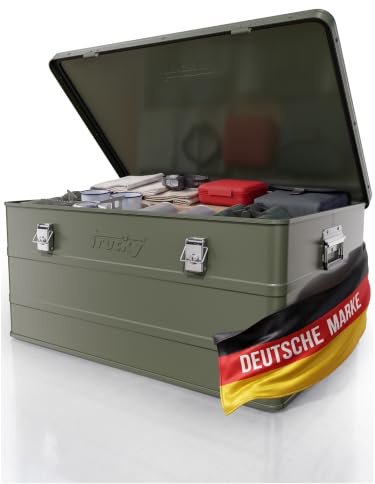 Aluminium Box mit Deckel Grün 135L Alukiste Alu Kiste Abschliessbar Trucky | 79 x 55 x 37 cm, Transportbox, Metallbox, Aufbewahrungsbox, Metallkiste