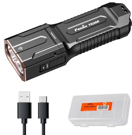 Fenix TK28R Taktische Taschenlampe, 6500 Lumen LED wiederaufladbare Taschenlampe mit rotem Licht, USB-Schnellladung, IP68 wasserdicht, lange Wurfweite 400 Yards für Strafverfolgung & Outdoor mit