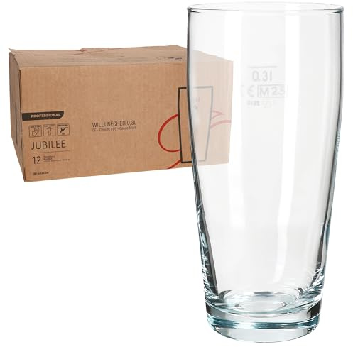 MamboCat Set di 12 bicchieri Willibecher da 0,3 l, calibrati, bicchieri da birra in vetro trasparente con tacchino, per birra, acqua, cocktail e bevande morbide, ideali per ristoranti, bar e