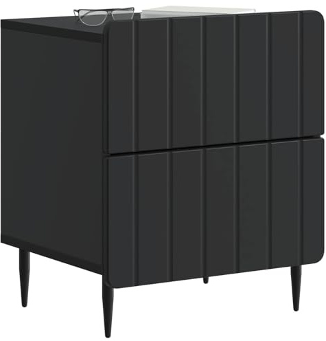 vidaXL Nachttisch 2 pcs Schwarz 43 x 34,5 x 49,5 cm Holzwerkstoff, Moderner Nachttisch, rechteckiger Stauraum, vielseitiger Beistelltisch, eleganter Schlafzimmerorganizer
