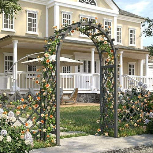 HSHBGS Arco da Giardino in Legno, Sostegno Pergolato da Esterno, Supporto per Rampicanti, Arco Decorativo per Feste di Matrimonio, Facile da Montare(Gray,160cm)