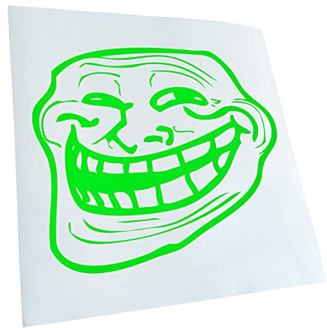 Kiwistar - Autoaufkleber - Neongrün - 12x10cm Troll Face - Coolface - Heckscheibe Auto Aufkleber wetterfest für Kfz LKW Mofa Truck - Sticker außen selbstklebend Tuning Zubehör für Fenster Fahrzeug