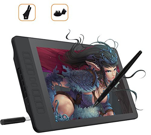 GAOMON PD1560 15.6 Pouces IPS HD Ecran Tablette Graphique Moniteur Stylet avec 8192 Niveaux de Pression et 10 Touches Personnalisables