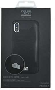Colorblock – Cover Rigida con Porta Carte per iPhone x Nero