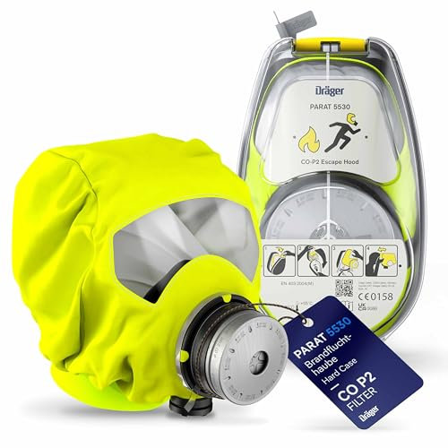 Dräger PARAT 5530 | Máscara respiratoria de Escape con Filtro CO P2 | Protección ergonómica contra Gases de Incendios, vapores y combustión | Carasa protectora