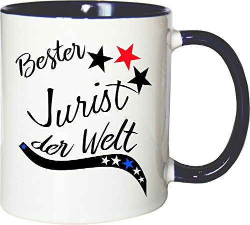 Mister Merchandise Becher Tasse Bester Jurist der Welt. Kaffee Kaffeetasse liebevoll Bedruckt Beruf Job Arbeit Weiß-Blau