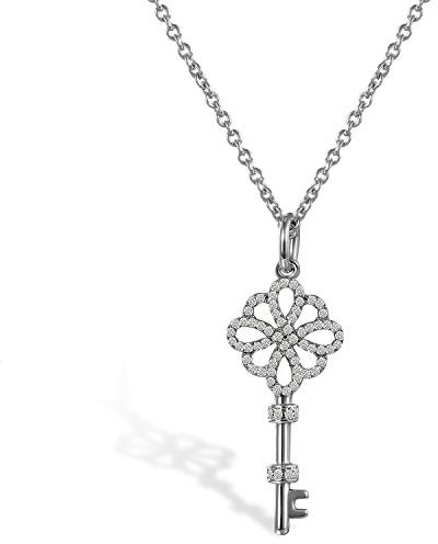 Aroncent Kette Damen Halskette Liebes-Schlüssel Anhänger 925 Sterling Silber Schmuck Geschenk für Frauen Mädchen 45cm Kettenlänge Verstellbar
