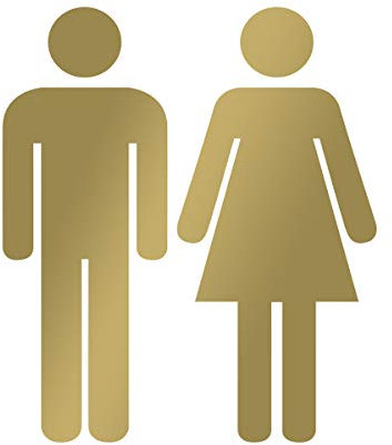 WANDKINGS WC Türaufkleber - Mann & Frau Figuren - 7 x 8 cm - Gold - Wähle aus 5 Größen & 35 Farben