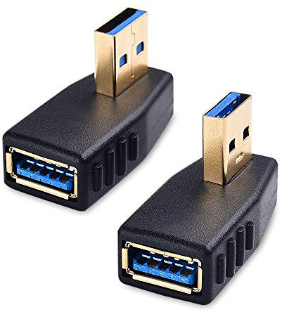 Cable Matters 2er-Pack 5Gbps USB 3.0 Adapter Combo, USB Winkelstecker 3.0 auf USB Buchse Adapter, 90 Grad Winkel, linker und rechter Winkeladapter