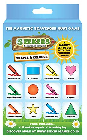 SEEKERS Scavenger Hunt Game [Shapes and Colours] Add-On Pack. Fun for Children All Ages for Camping, Travel, Road Trips or Indoor/Outdoor Treasure Hunt Games for Kids. Magnetic Board Sold Separately.