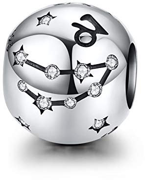 LaMenars Damen 12 Konstellationen Sternzeichen Stern Bead Charms 925 Sterling Silber Anhänger für Pandora, Chamilia & European Charm Armbänder & Halsketten (der Steinbock: 12.22-1.19)