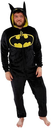 Batman Tutine | DC Pigiami Interi Uomo | Costume Uomo Intero | Nero | M