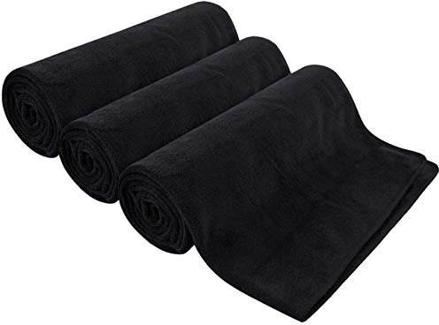 HIDMD Microfibre Gym Towels Sports Towels 40CMX80CM Fast Drying Absorbent Workout Sweat Fitness Yoga Camping 3Pack Black