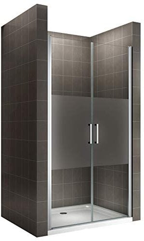 KAYA Porte de douche H 195 largeur réglable 68 à 71 cm verre semi-opaque