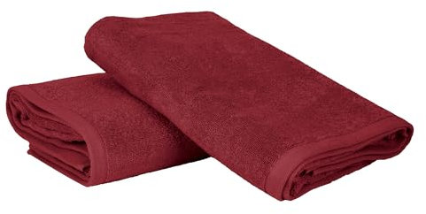 Ruggeri - Set 2 Teli Doccia e Bagno 70x140 cm - 100% Puro Cotone Extra Morbido - Collezione Asciugamani - Let's Color! (Rosso)