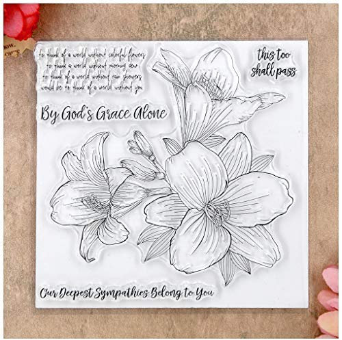KWELLAM Blumen This Too Shall Pass transparente Stempel für Kartengestaltung, Dekoration und DIY Scrapbooking