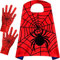 1 Stück Spinne Helden Umhang und 1 Paar Spinnennetz Handschuhe Helden Kostüm für Halloween, Weihnachten, Geburtstag, Kostüm Party, Schule Aufführung
