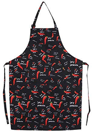 Schürzenküche, 5 Muster Womens Mens Practical Kitchen Restaurant Chefkoch Kochschürzen Kleid mit Taschen(Grafik des roten Pfeffers)