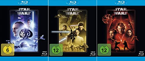 Star Wars 1-3 Trilogie (Teil 1+2+3) Die dunkle Bedrohung + Der Angriff der Klonkrieger + Die Rache der Sith (+ 1 Kühlschrankmagnet) [6-Blu-ray]