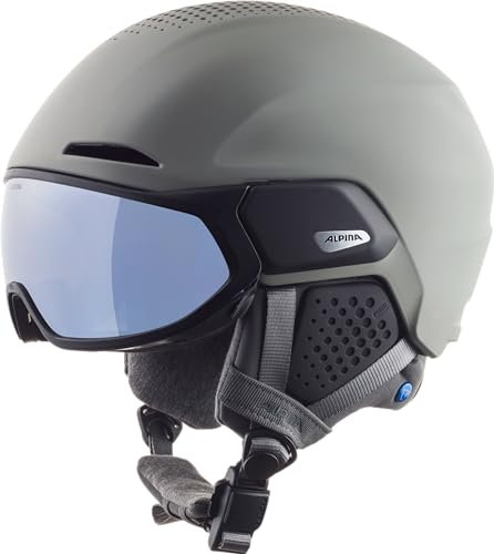 ALPINA ALTO Q-LITE - Sicherer, Stoßabsorbierender & Individuell Anpassbarer Skihelm Mit Kontrastverstärkendem Visier Für Erwachsene, moon-grey matt, 55-59 cm